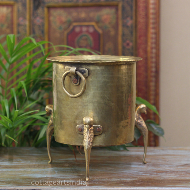 Brass Vintage Carved Planter
