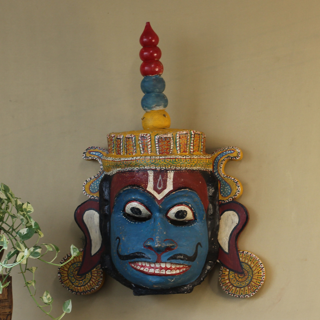 Vintage Odisha Wooden Folk Mask – Traditional Indian Folk Art