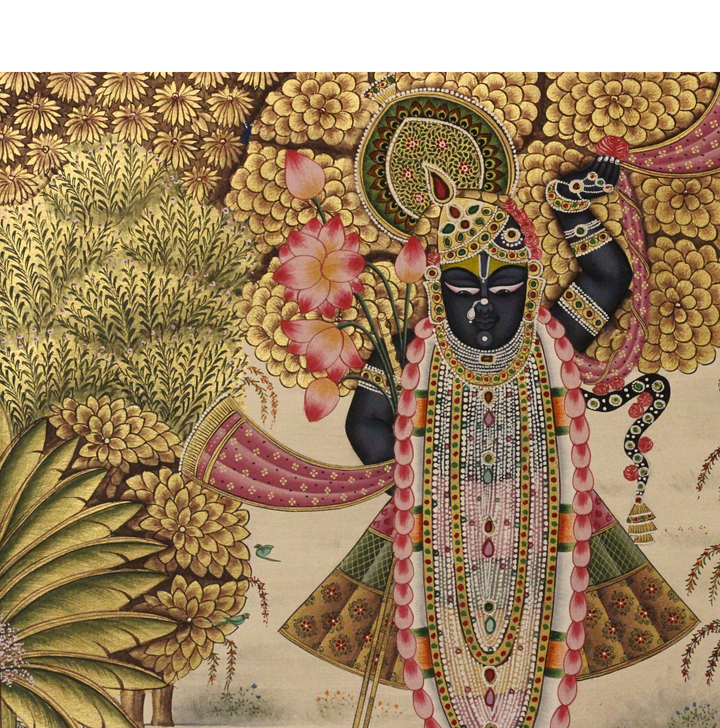 Shrinathji Pichwai Painting – Golden Vrindavan