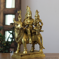 Brass Shiva Parvati on Bull 16"