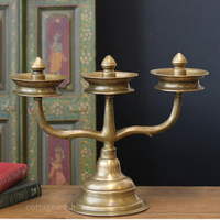 Brass Vintage Kavara Vilakku – 3 Branched Traditional Oil Lamp