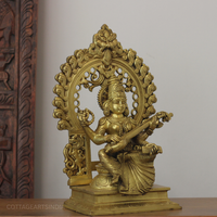 Brass Saraswati With Prabhawali 17"