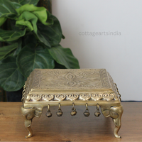Handcrafted Brass Chowki with Lotus Engraving