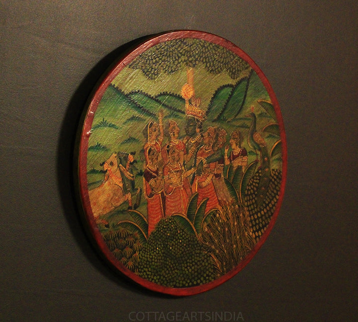 Miniature Painting on Wood -Krishna in Vrindavan