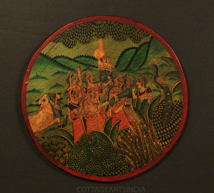 Miniature Painting on Wood -Krishna in Vrindavan