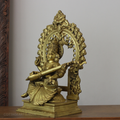 Brass Saraswati With Prabhawali 17"