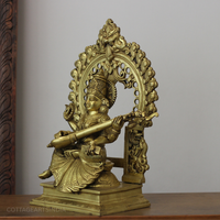 Brass Saraswati With Prabhawali 17"