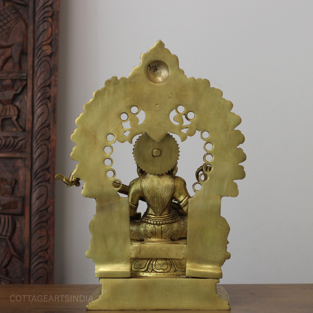 Brass Saraswati With Prabhawali 17"