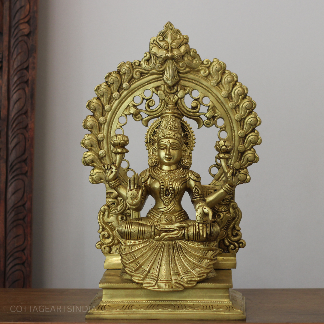 Brass Laxmi With Prabhawali 17"