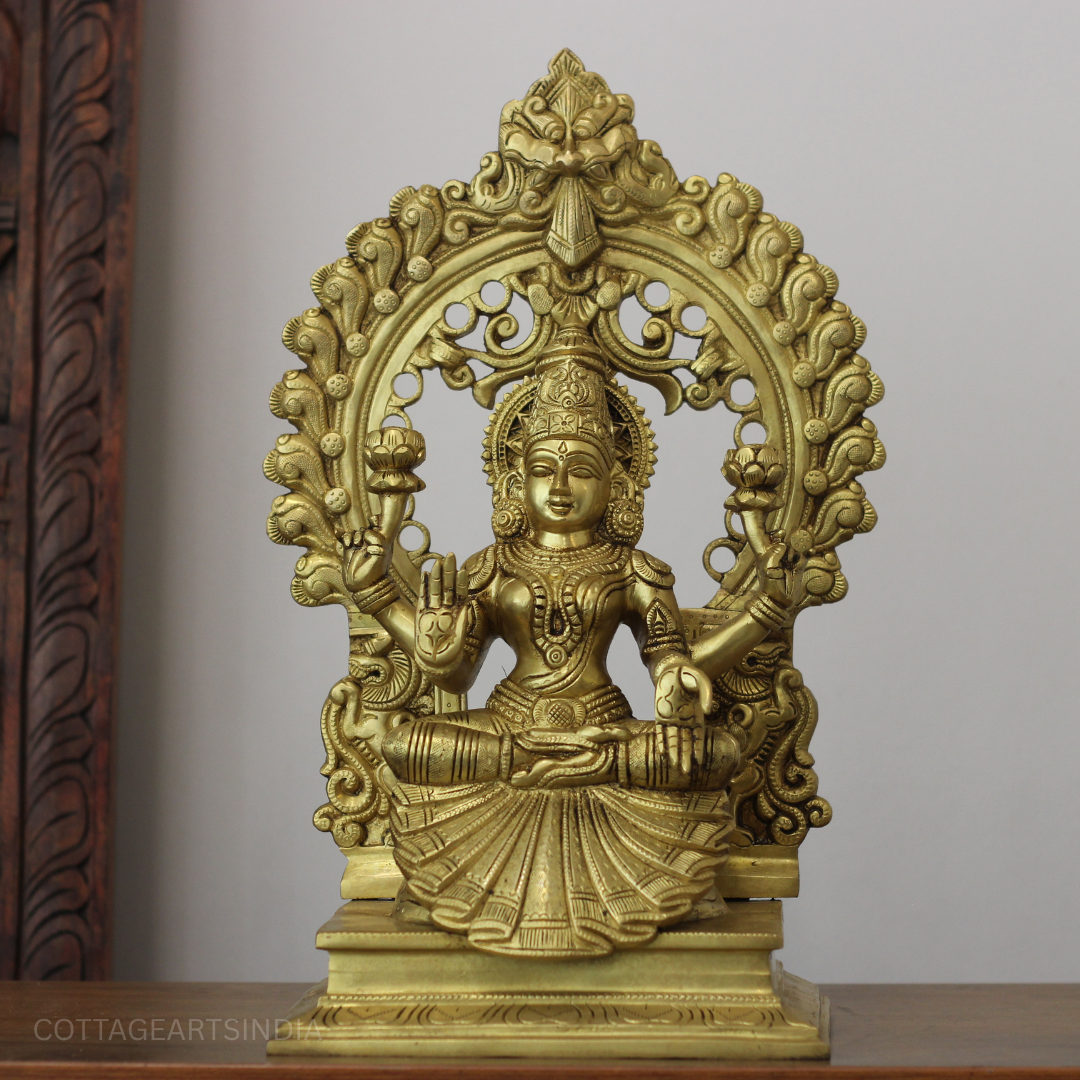 Brass Laxmi With Prabhawali 17"