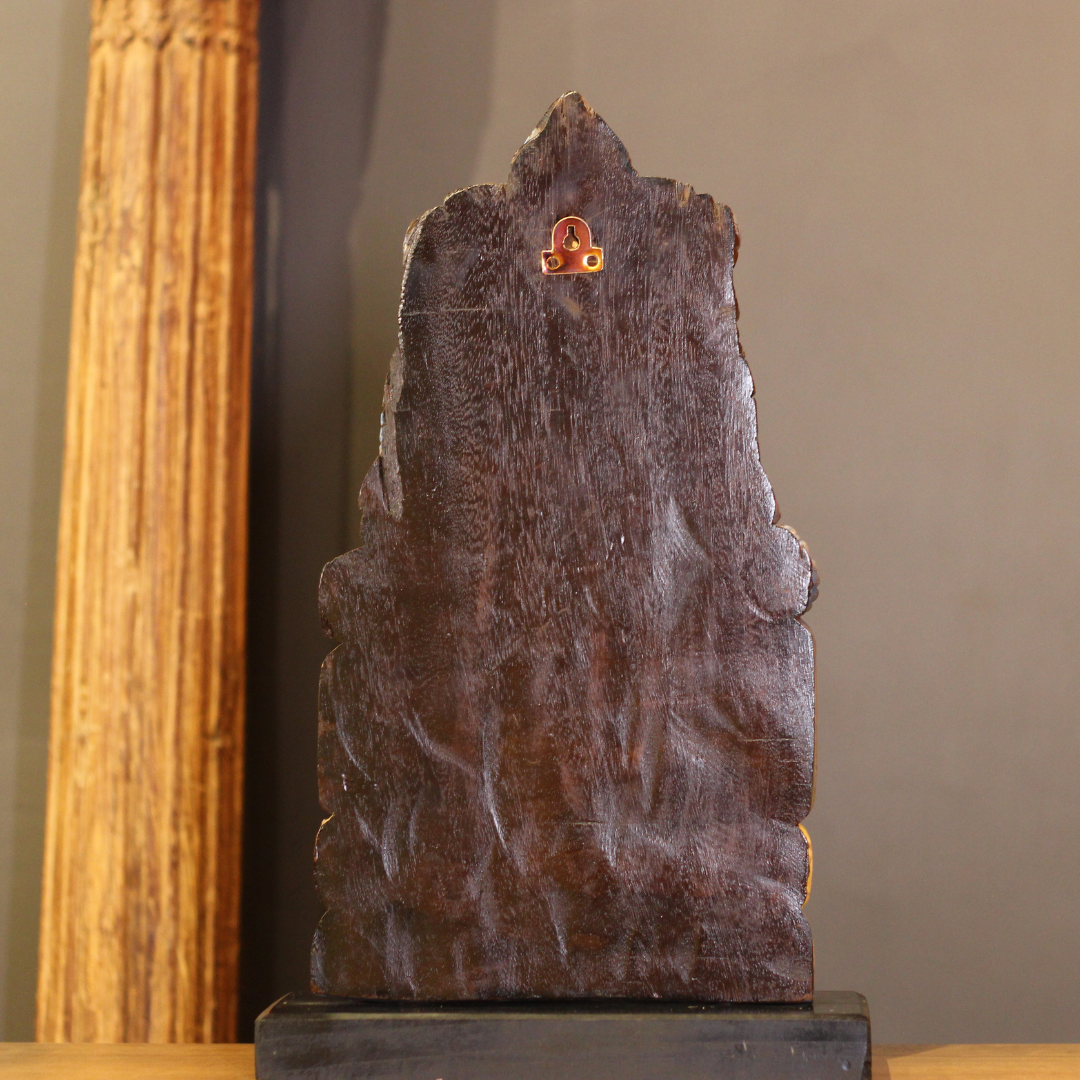 Wooden Shiva Mask on Stand