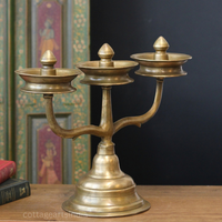 Brass Vintage Kavara Vilakku – 3 Branched Traditional Oil Lamp