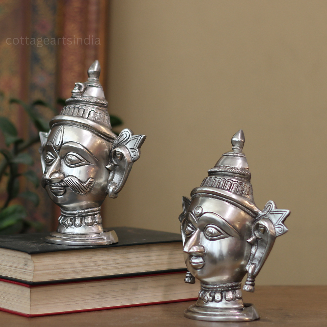 Brass Shiva and Gauri Mukhalingam – Silver Finish