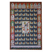 Hand-Painted Shrinathji Pichwai Painting | Sacred Cow & Darshan Nathdwara Art