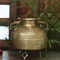 Brass Vintage Carved Planter