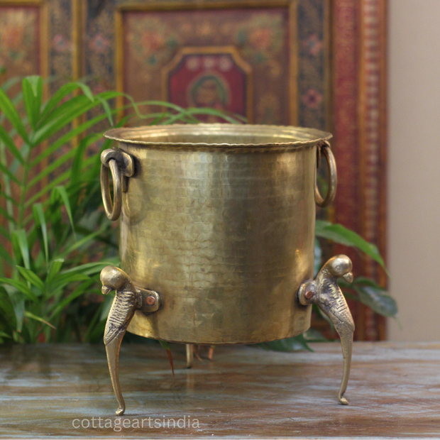 Brass Vintage Carved Planter