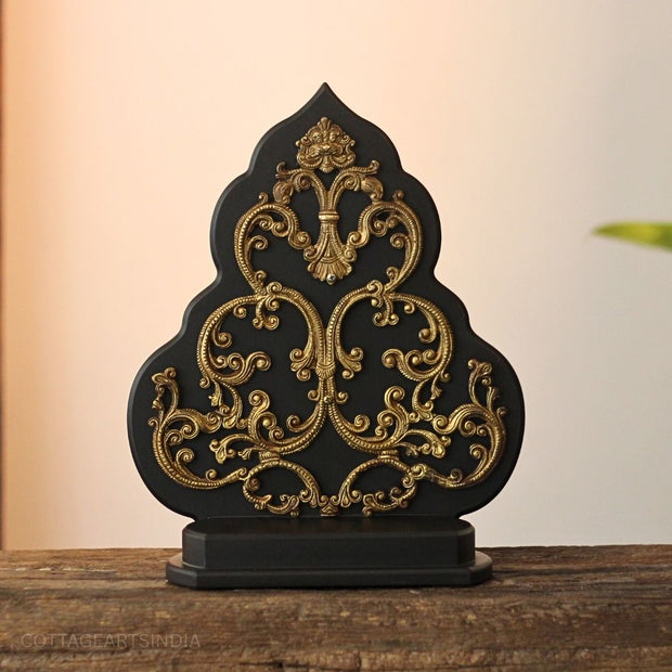 Kirtimukha Throne in Wood & Brass | Handcrafted Decorative Pedestal