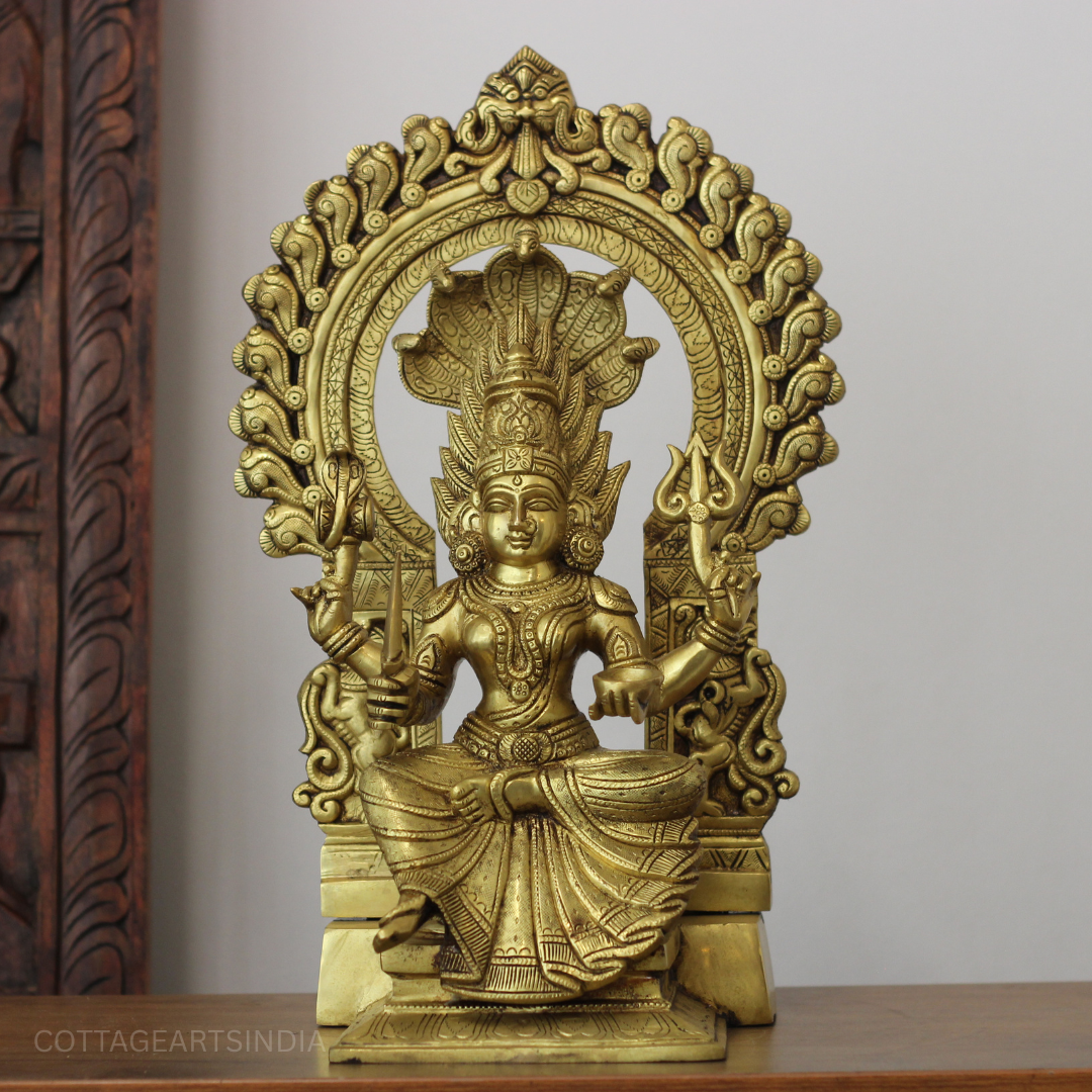 Brass Mariamman Statue With Prabhawali 17"