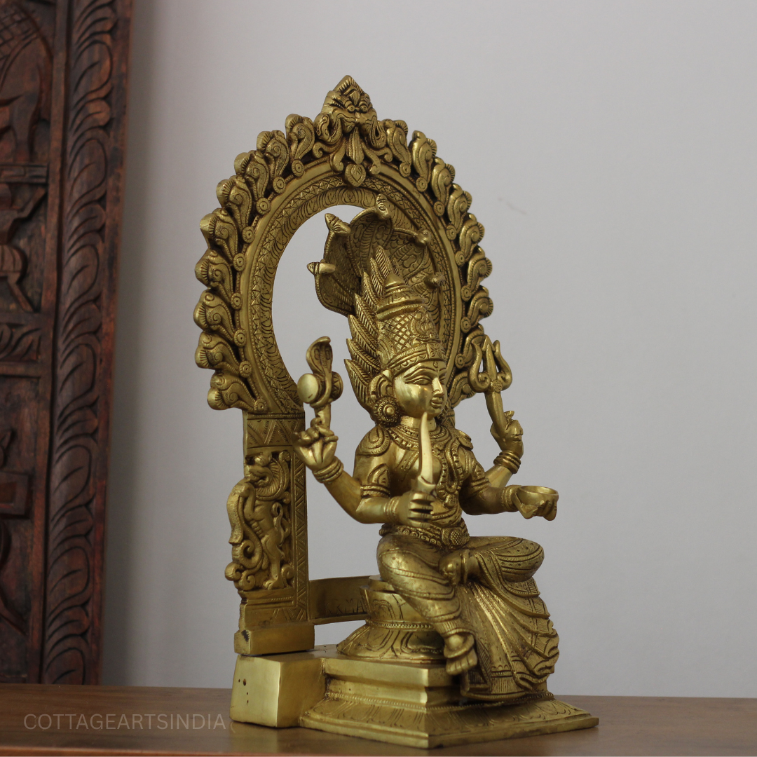 Brass Mariamman Statue With Prabhawali 17"