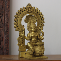 Brass Mariamman Statue With Prabhawali 17"