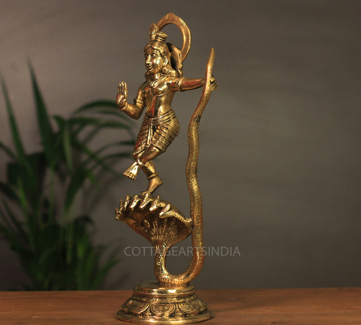 Brass Krishna Idol on Serpent