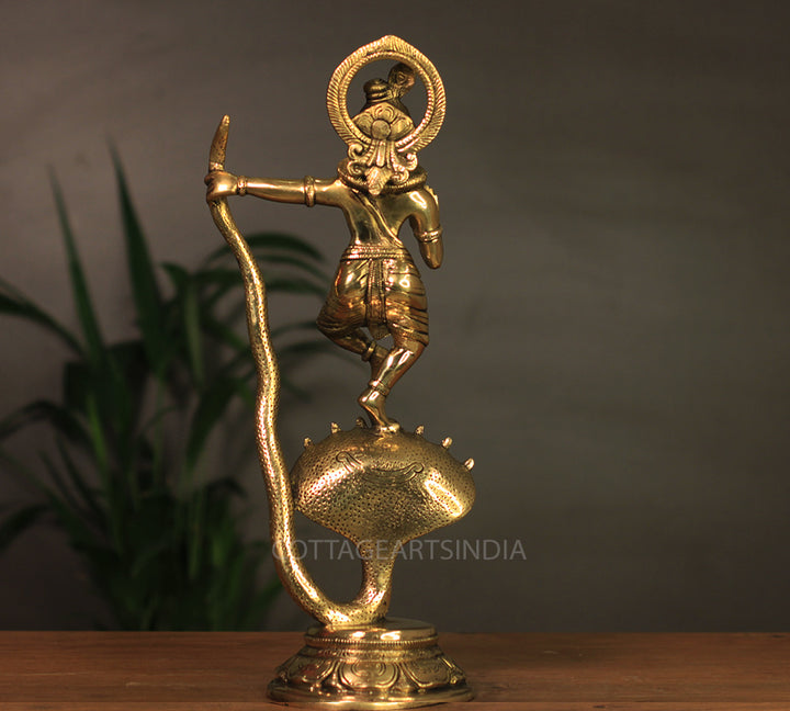 Brass Krishna Idol on Serpent