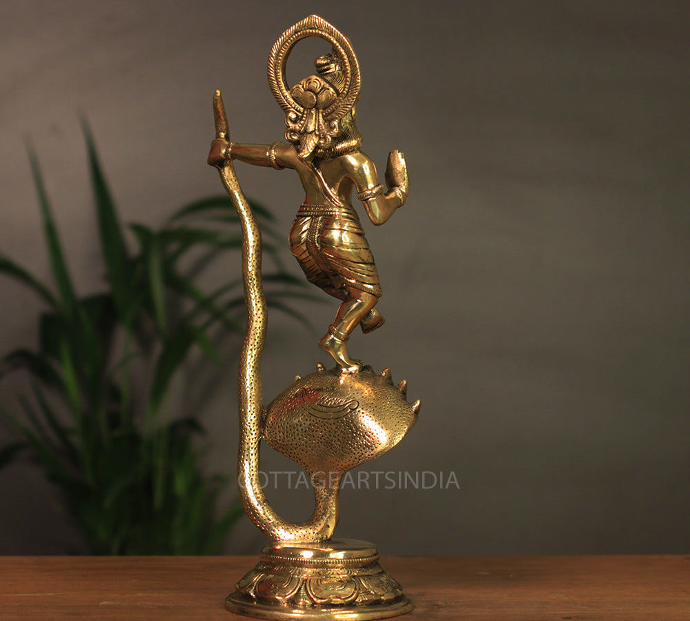 Brass Krishna Idol on Serpent