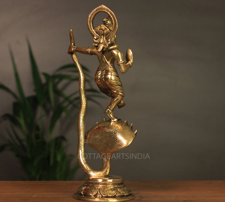 Brass Krishna Idol on Serpent