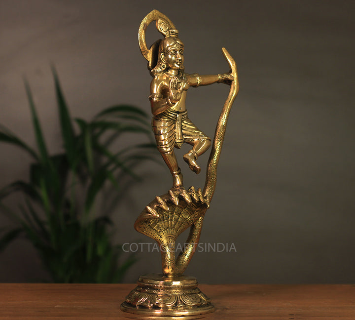 Brass Krishna Idol on Serpent