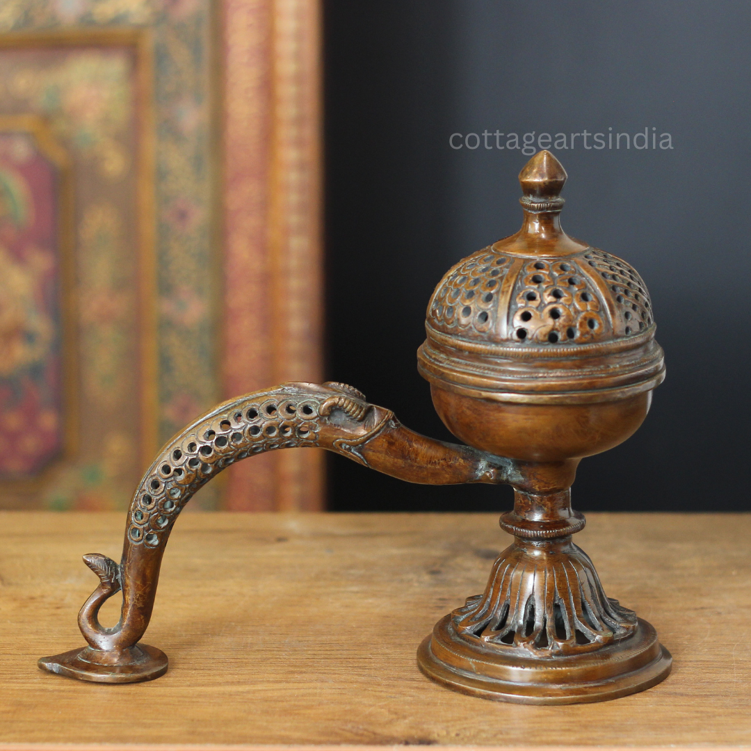 Brass Round Dhoop Dani Antique Finish