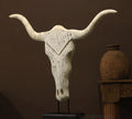Wooden Longhorn Mask Rustic White