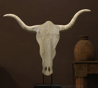Wooden Longhorn Mask Rustic White