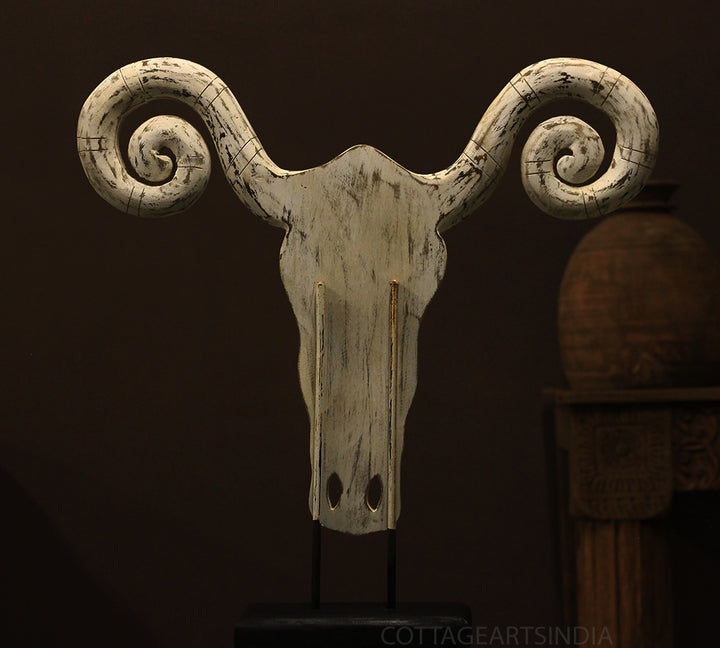 Wooden Horned Sculpture
