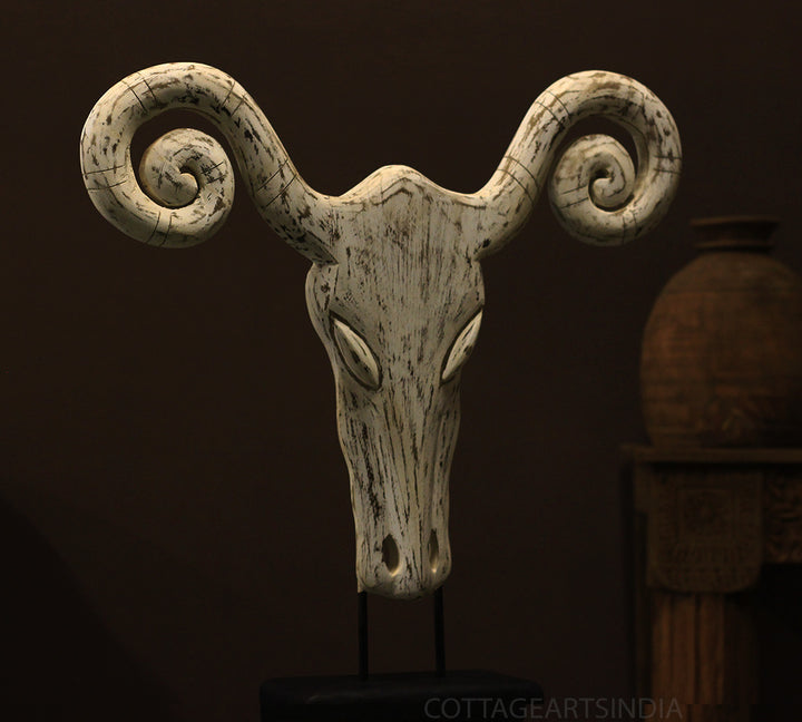 Wooden Horned Sculpture