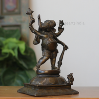 Handcrafted Brass Dancing Ganesha Idol – Antique Brass Finish