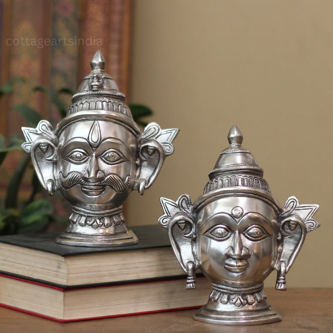 Brass Shiva and Gauri Mukhalingam – Silver Finish