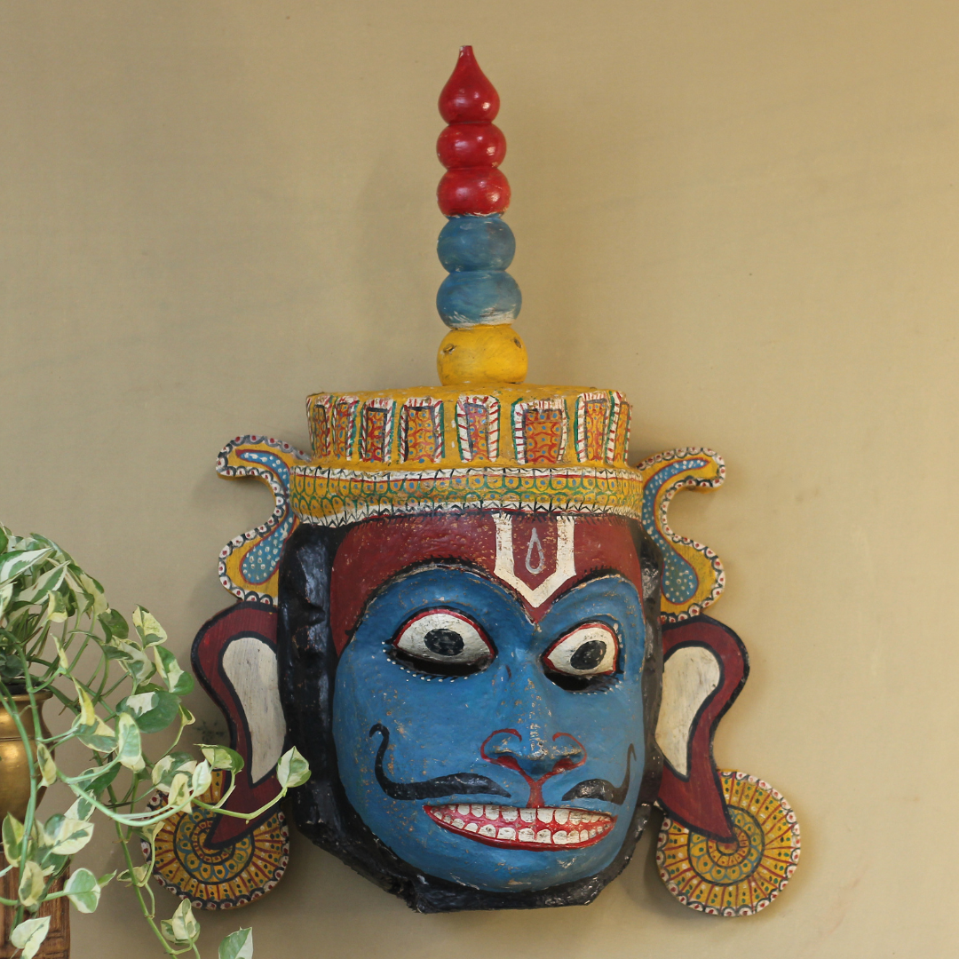 Vintage Odisha Wooden Folk Mask – Traditional Indian Folk Art