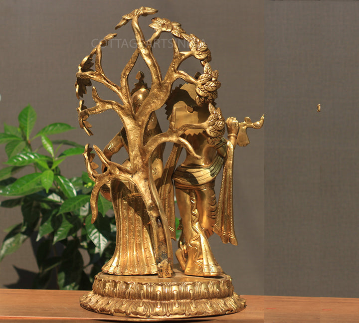 Brass Radha krishna Idol with Tree 21"