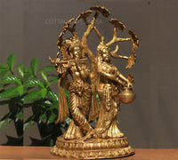 Brass Radha krishna Idol with Tree 21"