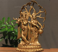 Brass Radha krishna Idol with Tree 21"