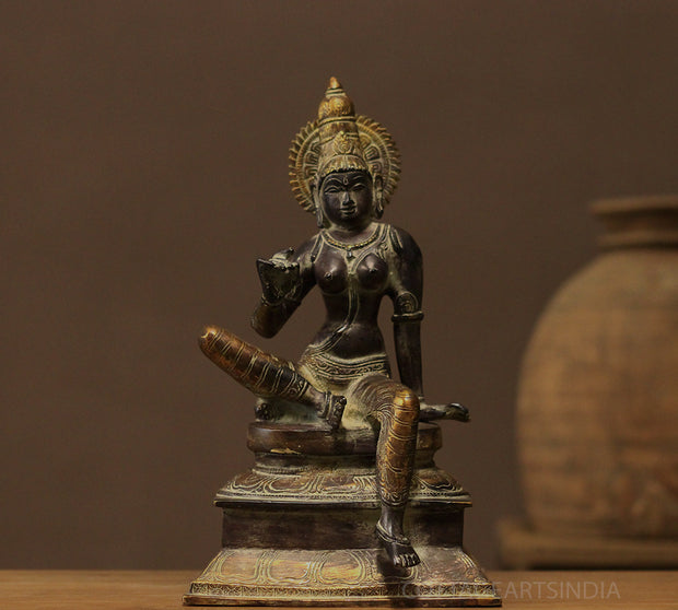Brass Parvati Sitting 13"