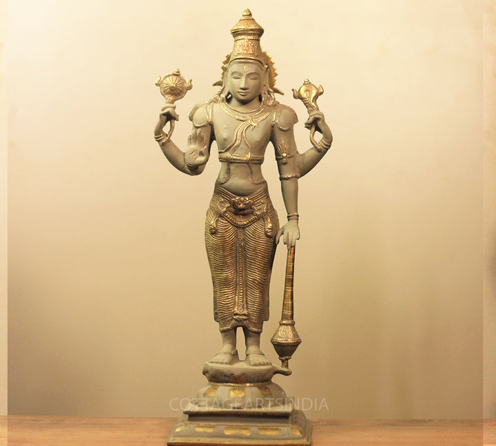 Brass Vishnu Rustic  Finish 21"