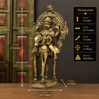 Brass Vintage Finished Khandoba on Horse Idol