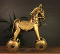 Brass Tribal Horse on Wheels