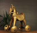 Brass Tribal Horse on Wheels