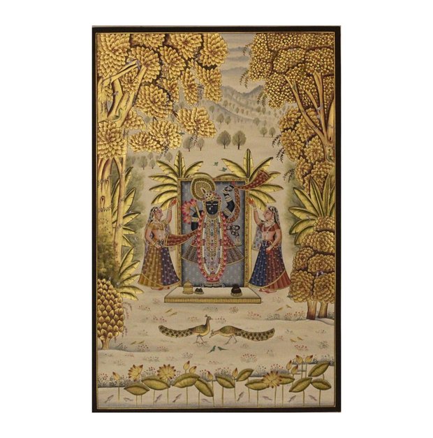 Shrinathji And Gopis In Golden Vrindavan