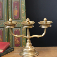 Brass Vintage Kavara Vilakku – 3 Branched Traditional Oil Lamp