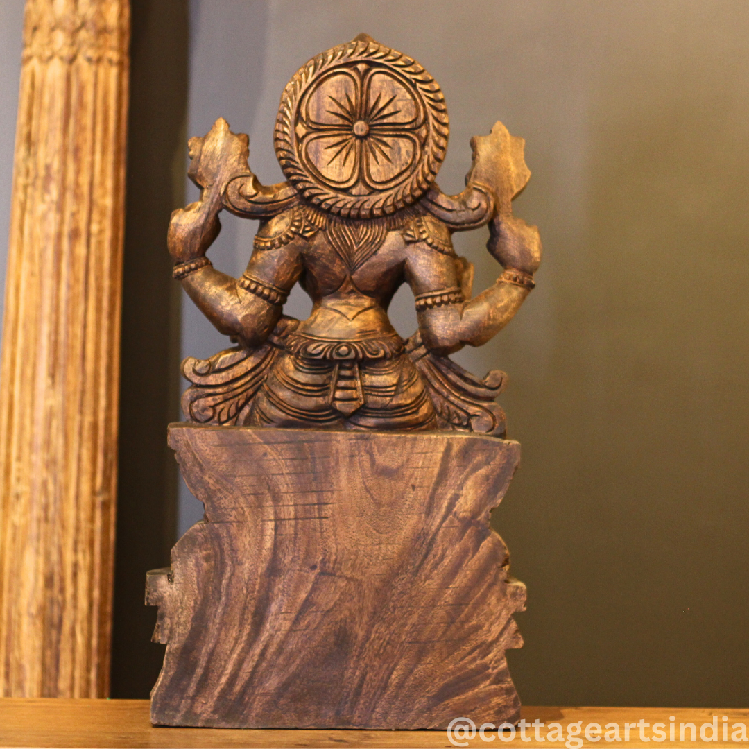 Hand-Carved Wooden Varaha Avatar Statue – Lord Vishnu Boar Incarnation