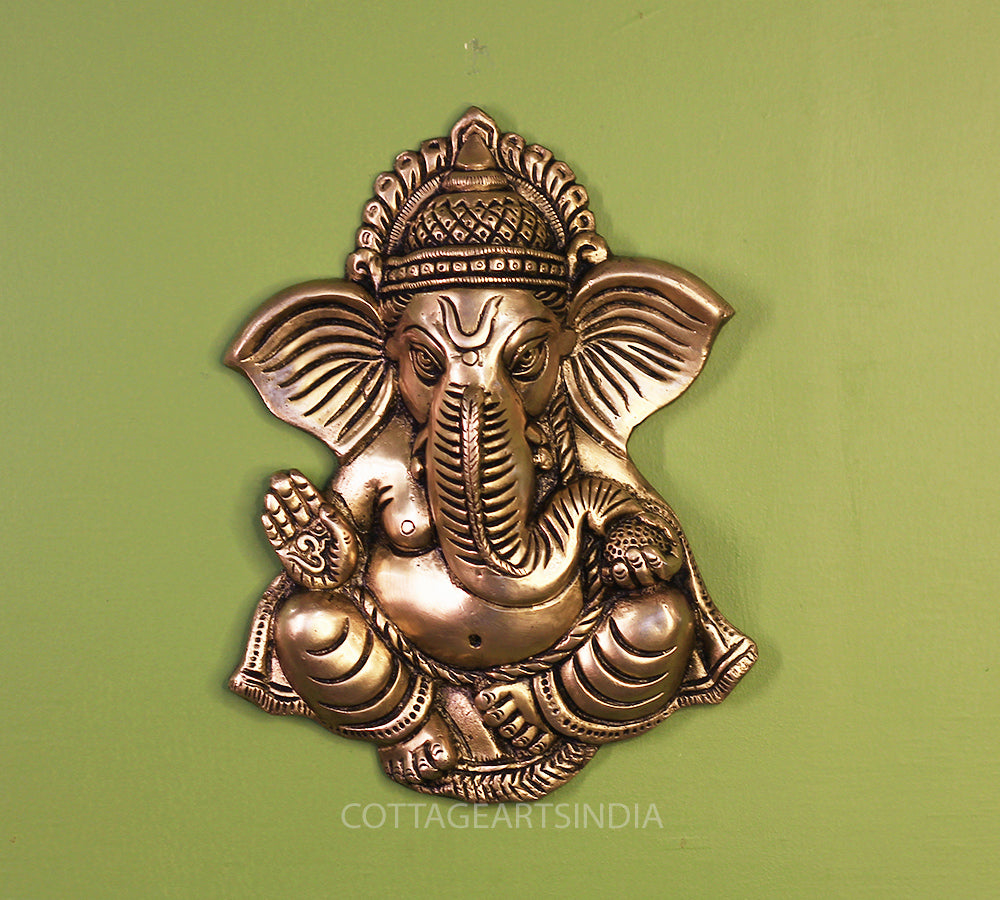 Brass Ganesha Face for Main Door Wall Hanging