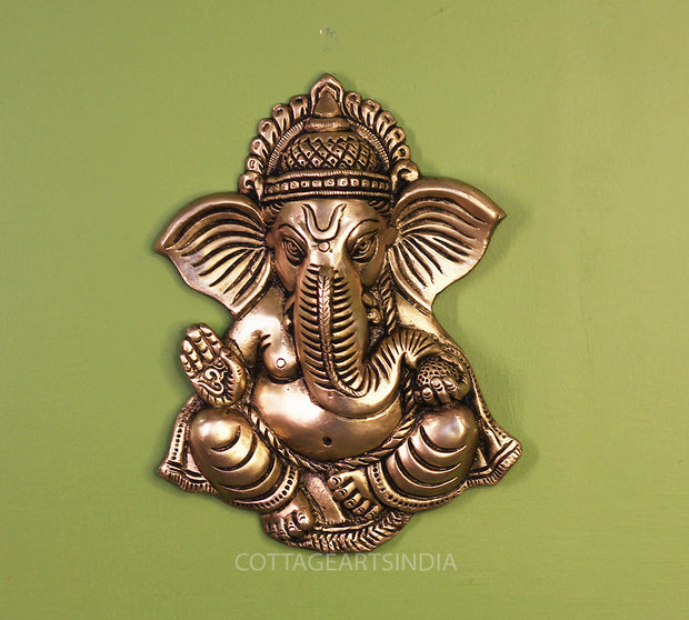 Brass Ganesha Face for Main Door Wall Hanging